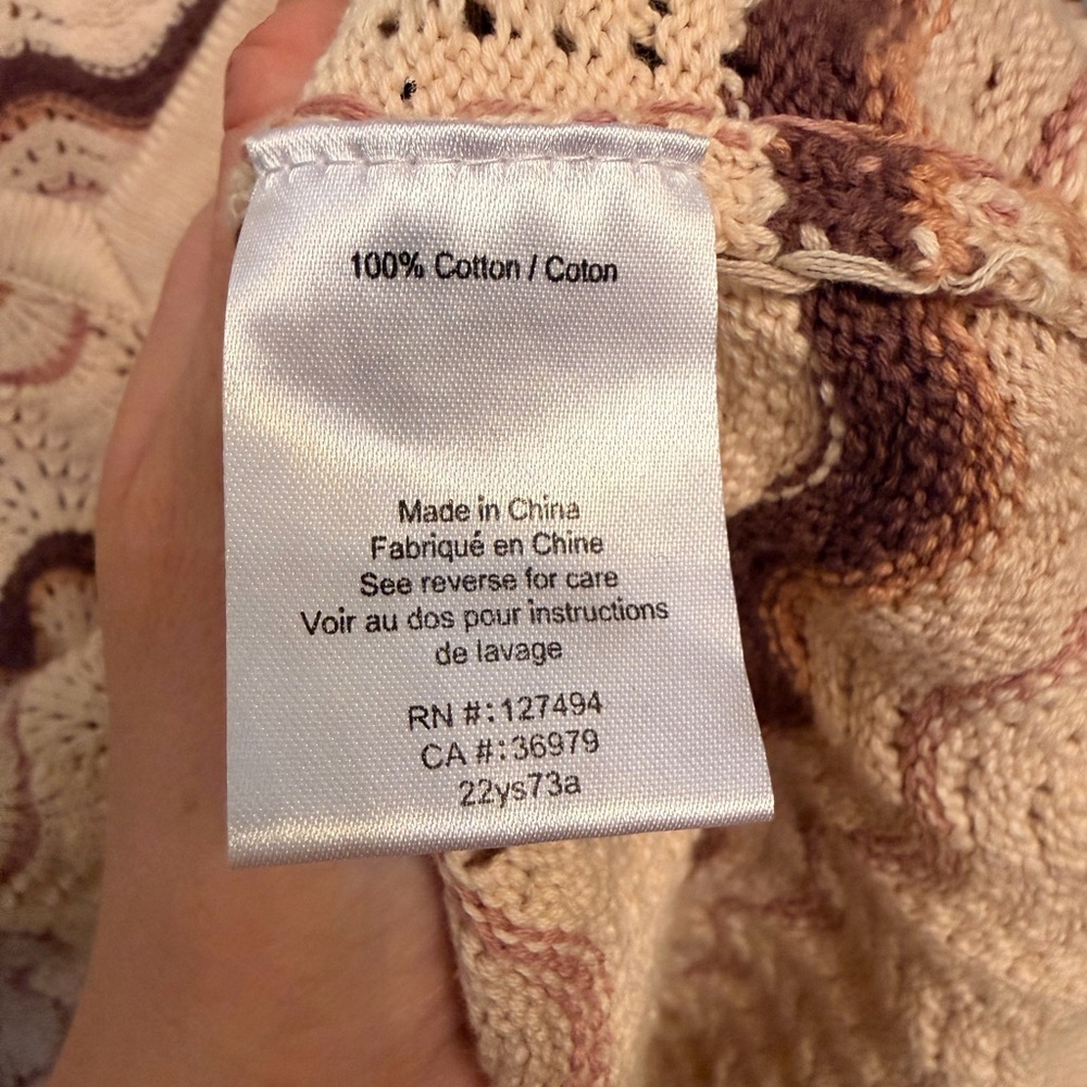 Heartloom Blush Knit Hooded Sweater with Brown Waves 100% cotton - Picture 6 of 6